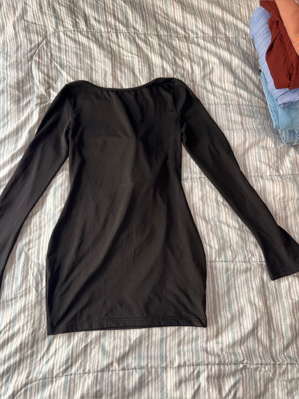 SHEIN Black Long Sleeve Mini Bodycon Dress